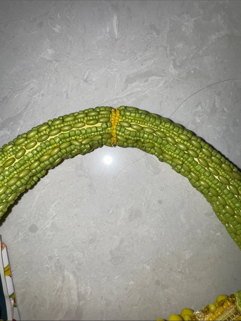 Handcrafted India Yellow Green Beaded Women’s Shoulder Bag
